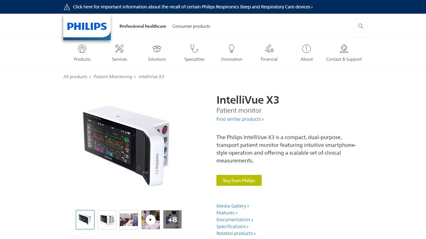 IntelliVue X3 Patient monitor | Philips Healthcare